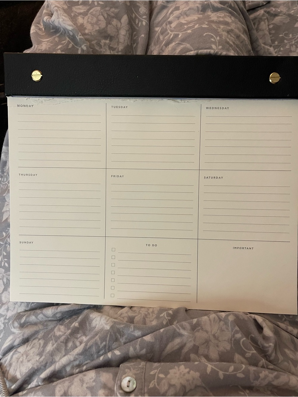 Weekly Desk Planner Pad - Black